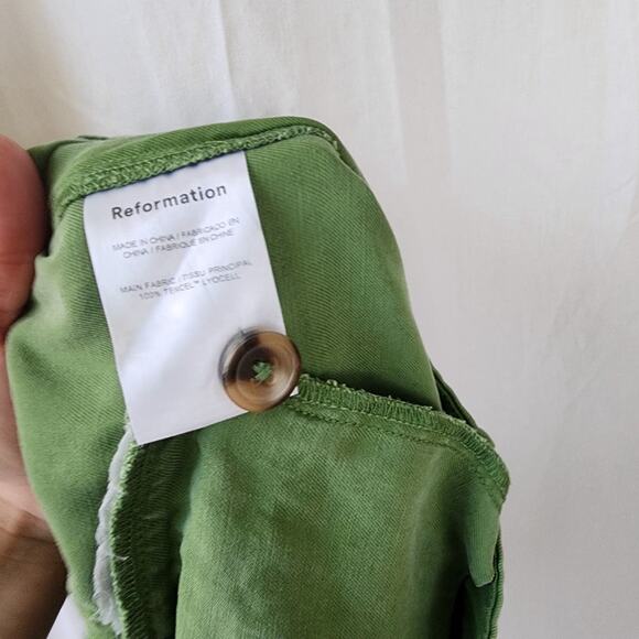 Reformation Mason Green Pants Women's 8 petite Wide Leg Culottes Pleated Pockets - Picture 11 of 12